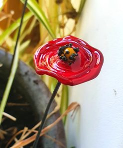 Alternative view of Pic plantes coquelicot – Coquelicot en verre de Murano – Pic à planter – Déco nature