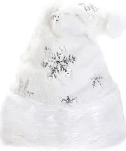 Bonnet de Noël blanc pour adultes et enfants