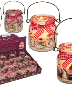 Bougie de Noël dans un verre avec anse en métal