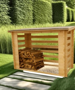 Abri range bûches extérieur structure madriers grand volume 4 stères – HABRITA –