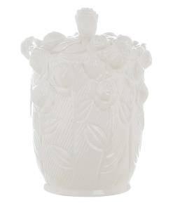 Pot Avec Couvercle Hermétique En Faïence 11x10x15 CM Collection Roses Blanches