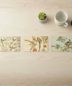 Lot de 3 cartes en bois oiseaux
