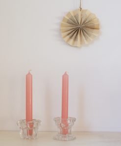 2 bougeoirs en verre transparent