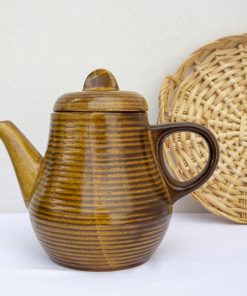 Théière en grès vintage motif rayures