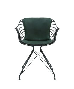 Alternative view of Chaise Wire High – Cuir Matstone Green & Acier Noir
