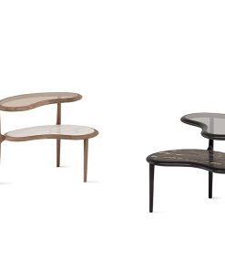 Table Fagiolo – Noyer, verre bronze et marbre