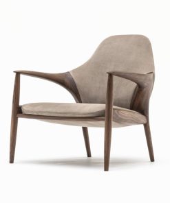 Fauteuil Kunst – Noyer huilé & Nubuk Almond