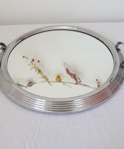 Plateau miroir rond art déco